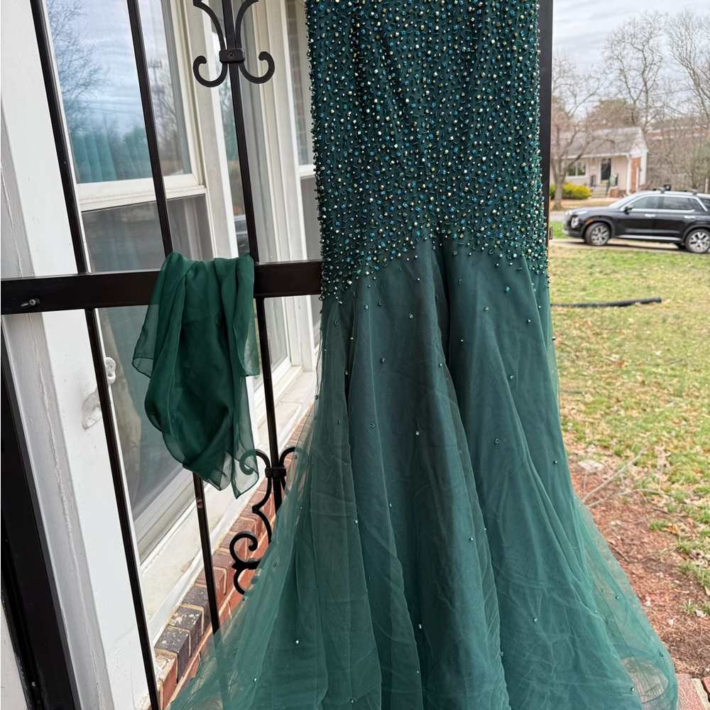 Elegant Green Evening Gown - Picture 7 of 16
